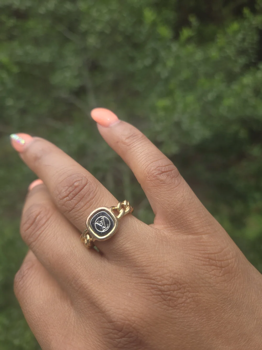 Louis Vuitton Gold Chain Signet Ring
